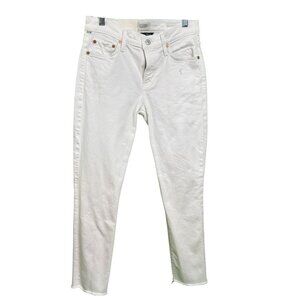 Citizens of Humanity Ella Vintage High Rise Skinny Jeans White Raw Hem Size 23